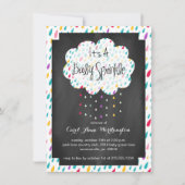 Chalkboard Raindrop Baby Sprinkle Einladung (Vorderseite)