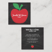 Chalkboard Red Apple Teacher School Schülerbuch Quadratische Visitenkarte (Vorne/Hinten)