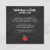 Chalkboard Red Apple Teacher School Schülerbuch Quadratische Visitenkarte (Rückseite)