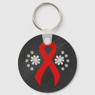 Chalkboard Red Awareness Ribbon Schlüsselanhänger
