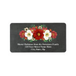 Chalkboard Red Floral Christmas Address Label Adressaufkleber<br><div class="desc">Weihnachtsadressen-Etiketten in rustikalem Landkreidemuster mit Vintagen rot-weißen Blume. Die perfekte Ergänzung zu Ihren Weihnachtskarten-Umschlägen.</div>