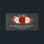 Chalkboard Red Floral Christmas Address Label Adressaufkleber<br><div class="desc">Weihnachtsadressen-Etiketten in rustikalem Landkreidemuster mit Vintagen rot-weißen Blume. Die perfekte Ergänzung zu Ihren Weihnachtskarten-Umschlägen.</div>