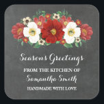 Chalkboard Red Floral Christmas Baking Sticker<br><div class="desc">Individuelle Name Urlaub aus der Küche der Etiketten in rustikalem Landkalkpappmuster mit rot-weiß Vintagen Blume. Ideal für die Kennzeichnung von Backwaren,  Konserven in Dosen und vielen anderen Geschenken aus der Küche,  die perfekte Leckerei für den Bäcker in Ihrem Leben.</div>