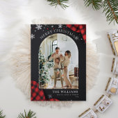 Chalkboard Red Gingham Kariertes Foto Weihnachten