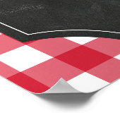 Chalkboard Red Gingham Sunflower Monogram Momosa Poster (Ecke)