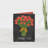 Chalkboard Red Tulips Dankeskarte (Vorderseite)