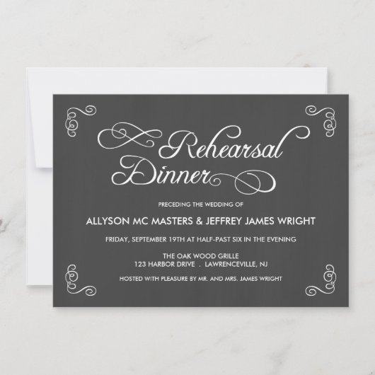 Chalkboard Rehearsal Dinner Invitations Einladung (Vorderseite)