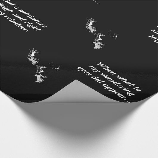 Chalkboard - Rentier - Schwarz/Weiß Geschenkpapier (Ecke)