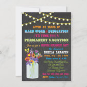 Chalkboard Retirement Party mit Mauerkasten Blume Einladung (Vorderseite)