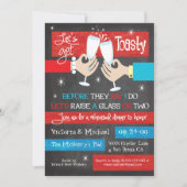 Chalkboard Retro Champagne Toast Probe Abendessen Einladung (Vorderseite)