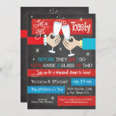 Chalkboard Retro Champagne Toast Probe Abendessen Einladung (Vorne/Hinten)