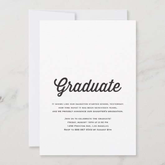 Chalkboard Retro Class of 2024 Foto Abschluss Einladung (Rückseite)