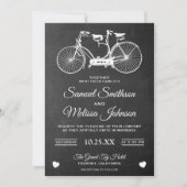Chalkboard Retro Tandem Biketoilette Einladung (Vorderseite)