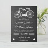 Chalkboard Retro Tandem Biketoilette Einladung (Stehend Vorderseite)
