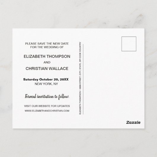 Chalkboard Rette unser neues Datum Foto Collage We Postkarte (Rückseite)