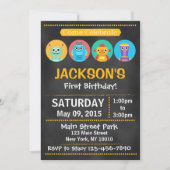 Chalkboard Robot Geburtstagsparty Einladung (Vorderseite)