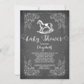 Chalkboard Rocking Horse Baby Shower Einladung (Vorderseite)