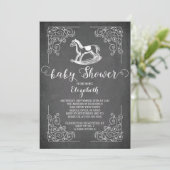 Chalkboard Rocking Horse Baby Shower Einladung (Stehend Vorderseite)