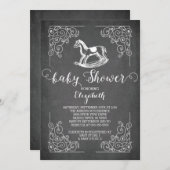 Chalkboard Rocking Horse Baby Shower Einladung (Vorne/Hinten)