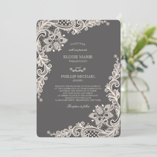 Chalkboard Romance Wedding Einladung (Stehend Vorderseite)