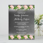 Chalkboard Rose Hochzeit Einladung (Stehend Vorderseite)