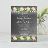 Chalkboard Rose Hochzeit Probe Einladung (Stehend Vorderseite)