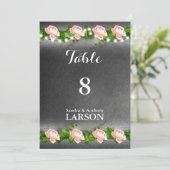 Chalkboard-Rose Hochzeiten Tischnummern (Stehend Vorderseite)