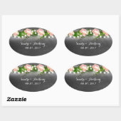 Chalkboard-Rose Hochzeitsticker Ovaler Aufkleber (Blatt)