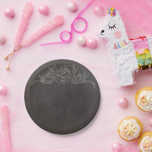 Chalkboard-Rose Papier-Teller Pappteller (Party)
