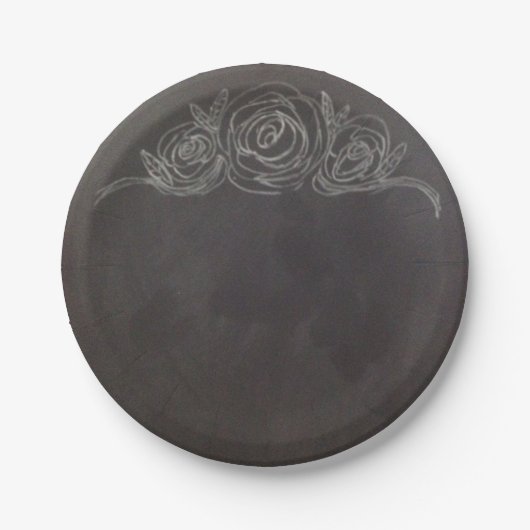 Chalkboard-Rose Papier-Teller Pappteller (Vorderseite)
