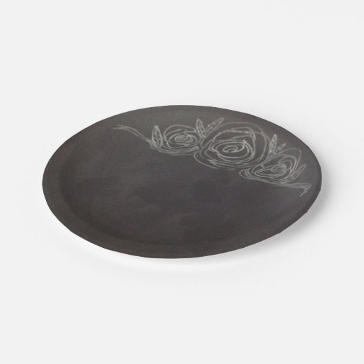 Chalkboard-Rose Papier-Teller Pappteller (Schrägansicht)