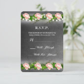 Chalkboard Rose Wedding R.S.V.P. RSVP Karte (Stehend Vorderseite)