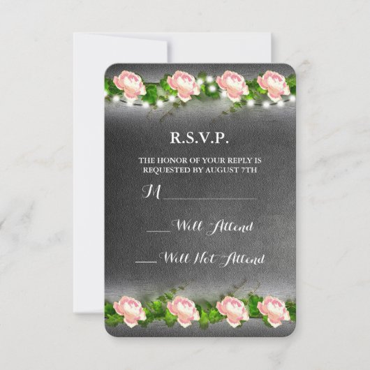 Chalkboard Rose Wedding R.S.V.P. RSVP Karte (Vorderseite)