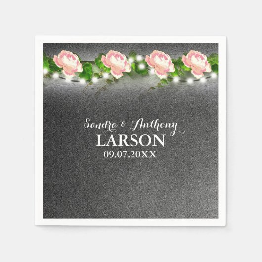 Chalkboard-Rose Wedkin Napkin Serviette (Vorderseite)