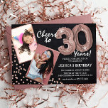Chalkboard RoseGold Ballons 2 Foto 30. Geburtstag Einladung<br><div class="desc">Feiern Sie den Meilenstein des Eintritts in die fantastischen 30er Jahre mit diesen einzigartigen "Chalkboard Rose Gold Balloons 30. Geburtstag Einladungen". Angereichert mit einem rustikalen Chalkboard-Hintergrund und schimmernden Imitaten Rose Gold Glitzer Flecks, laden diese zu Vintagem Charme und moderner Eleganz ein. Laden Sie ein Foto des Geburtstagssterns hoch und passen...</div>