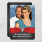 Chalkboard, Rot, Silberschneeflocken Einladung Hoc (Vorne/Hinten)