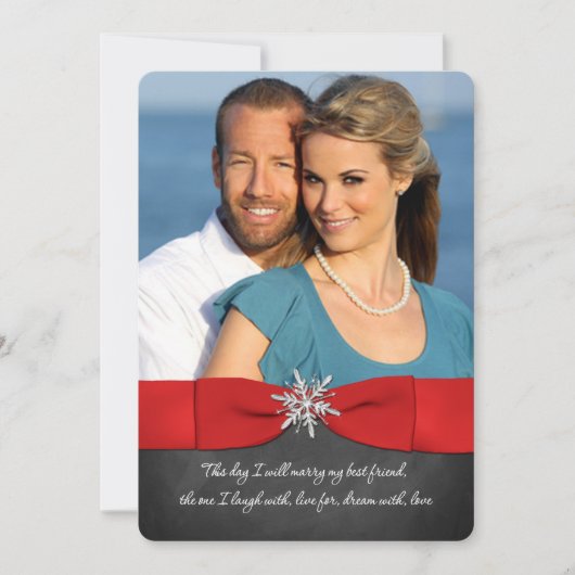 Chalkboard, Rot, Silberschneeflocken Einladung Hoc (Vorderseite)