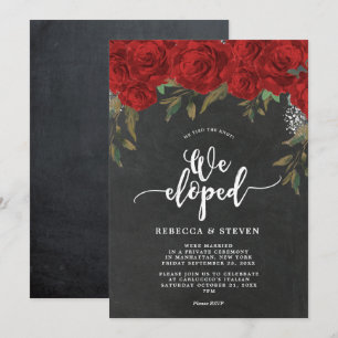 Chalkboard-rote Rosen modern, die wir einladen Einladung