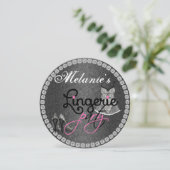 CHALKBOARD ROUND Pajama Party Einladung (Stehend Vorderseite)