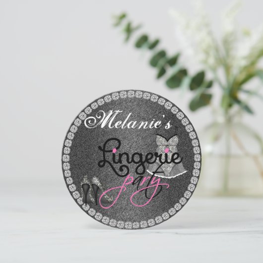 CHALKBOARD ROUND Pajama Party Einladung (Stehend Vorderseite)