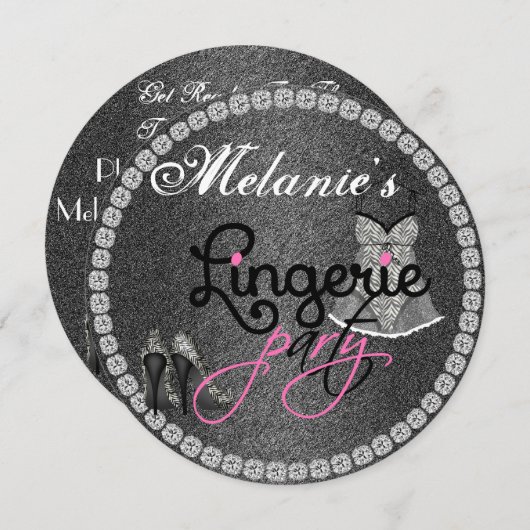 CHALKBOARD ROUND Pajama Party Einladung (Vorne/Hinten)