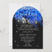 Chalkboard Royal Blue Heart Leaf Tree Einladung (Vorderseite)