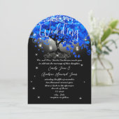 Chalkboard Royal Blue Heart Leaf Tree Einladung (Stehend Vorderseite)