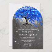 Chalkboard Royal Blue Heart Leaf Tree Mason Jar Einladung (Vorderseite)