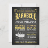 Chalkboard Rustic Geburtstagsparty GRILLEN Einladu Einladung (Vorderseite)