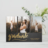 Chalkboard Rustic Graduate Script| Collage Foto Einladung (Stehend Vorderseite)