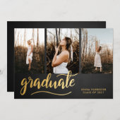 Chalkboard Rustic Graduate Script| Collage Foto Einladung (Vorne/Hinten)