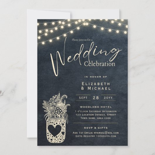 Chalkboard Rustic Mason Jar Wedding DIGITAL Print Einladung (Vorderseite)