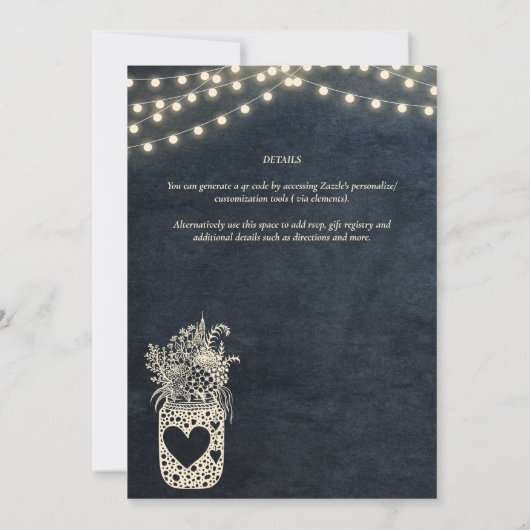 Chalkboard Rustic Mason Jar Wedding DIGITAL Print Einladung (Rückseite)