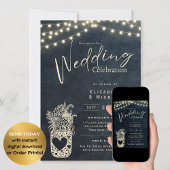 Chalkboard Rustic Mason Jar Wedding DIGITAL Print Einladung